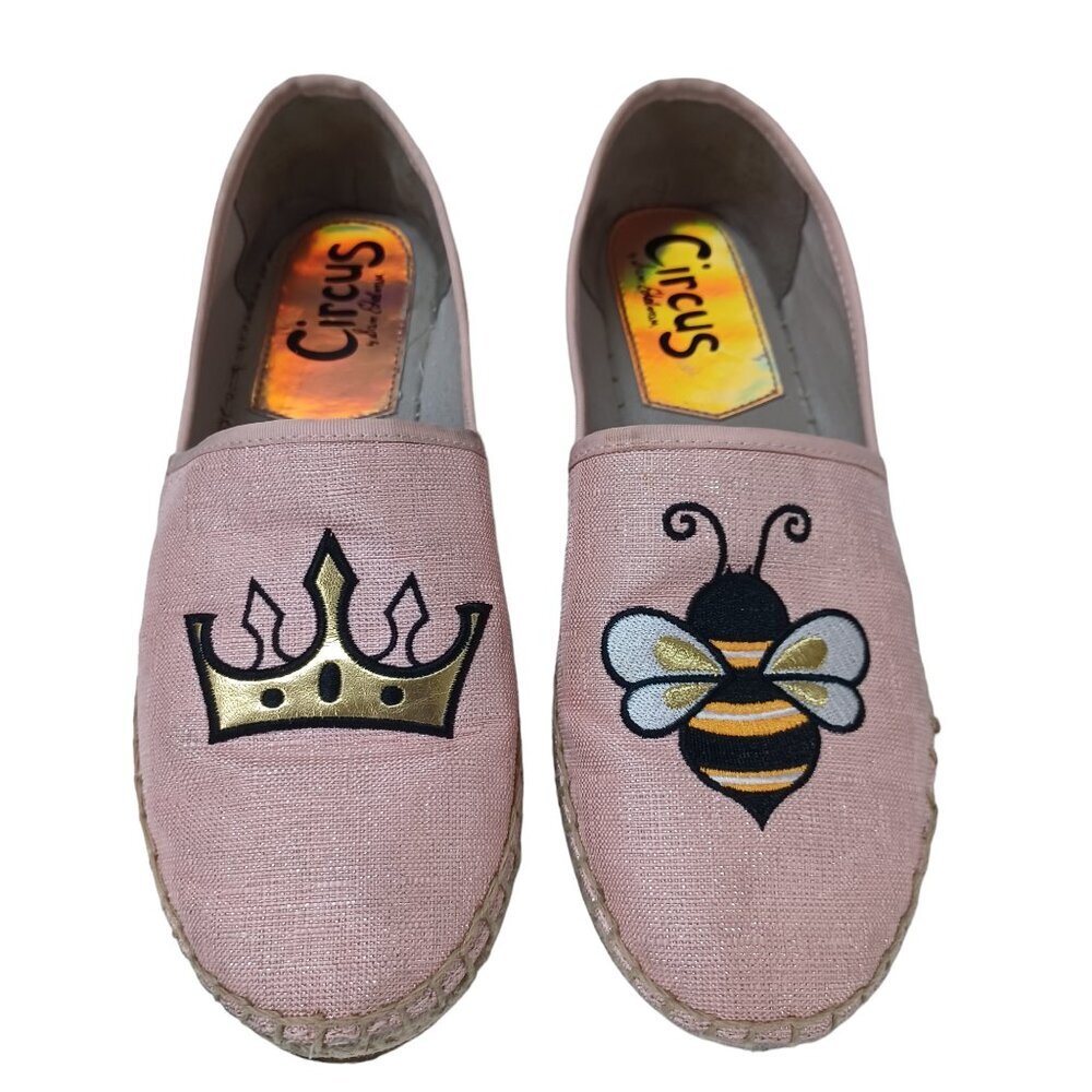 Circus by‎ Sam Edelman Queen Bee Leni Flats Pink Espadrille Slip On Womens 8.5
